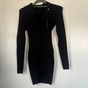 BCX Juniors XS Ribbed Knit Bodycon  Black Sweater Dress. Long sleeve, mock neck